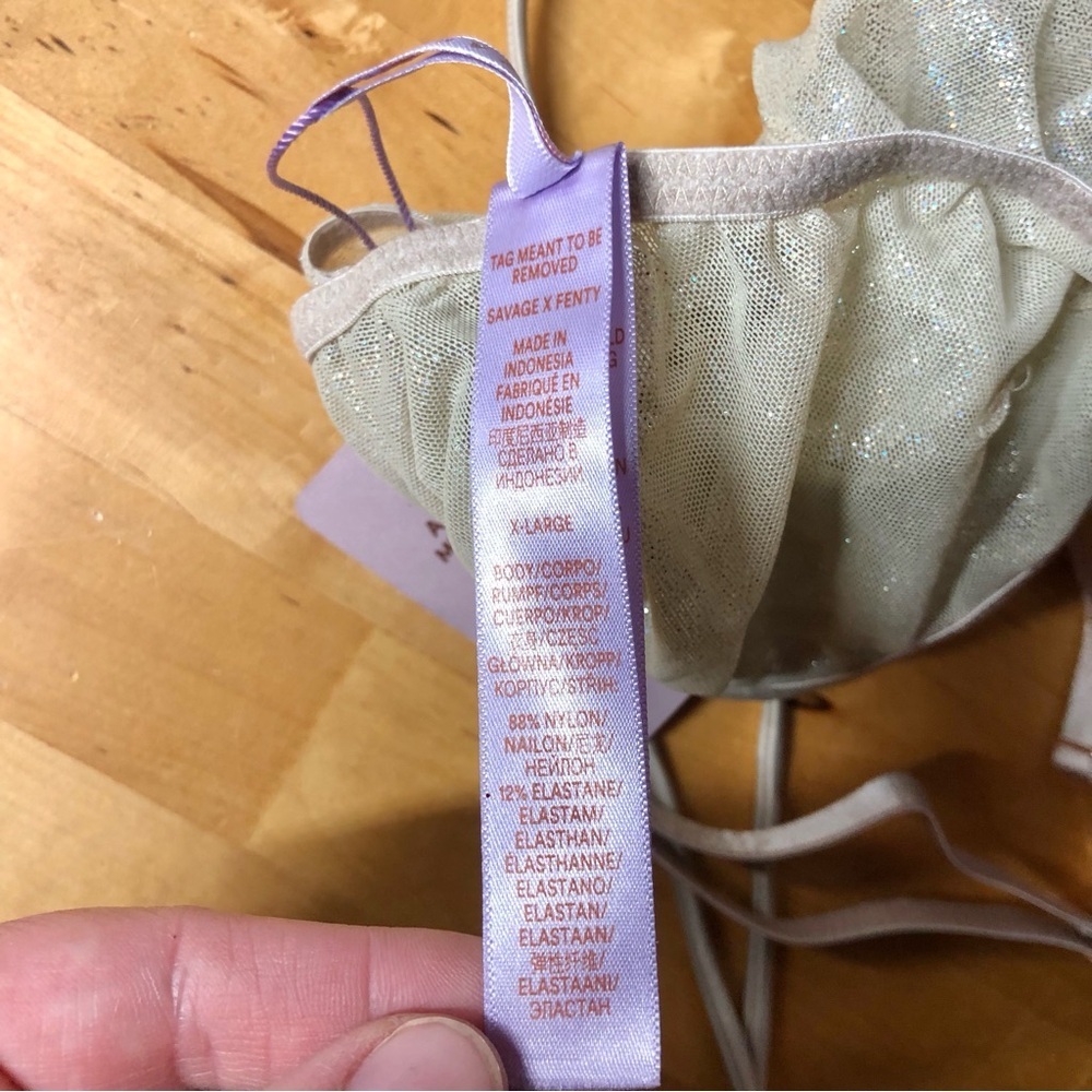 Savage x Fenty Gathered Mesh Strappy Teddy Size XL Iridescent Sunset Sexy 70s - Picture 5 of 7